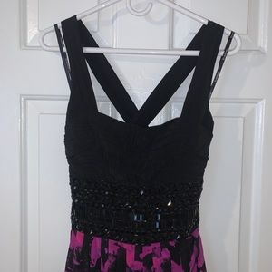 Bebe Pleated Beaded Dress